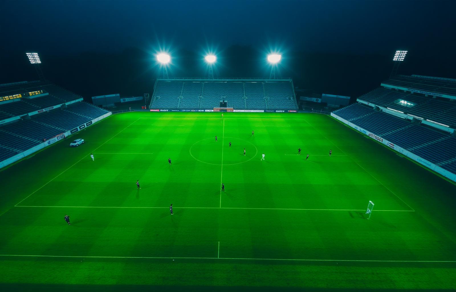 Floodlit football turf